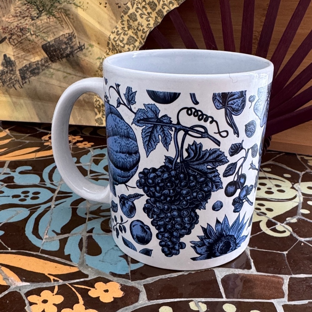 Blue and White Botanical Mug